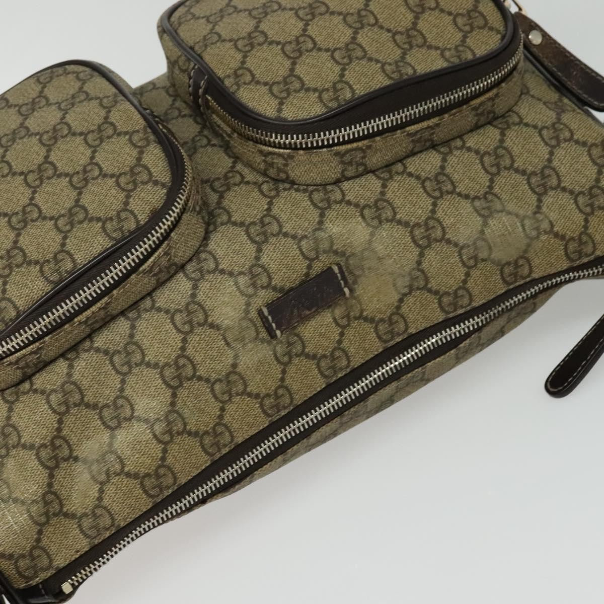 Gucci Double Pocket Messenger GG Coated Canvas, Beige, Canvas, Handbag