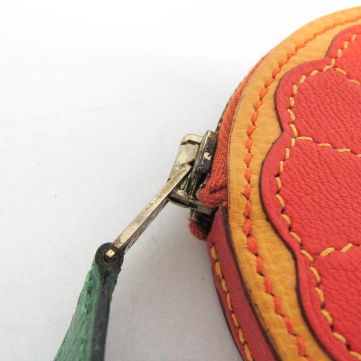 Hermes Orange Slice Coin Leather, Orange, Leather, Clutch