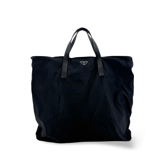 Prada Open Tote Tessuto, Black, Nylon, Handbag