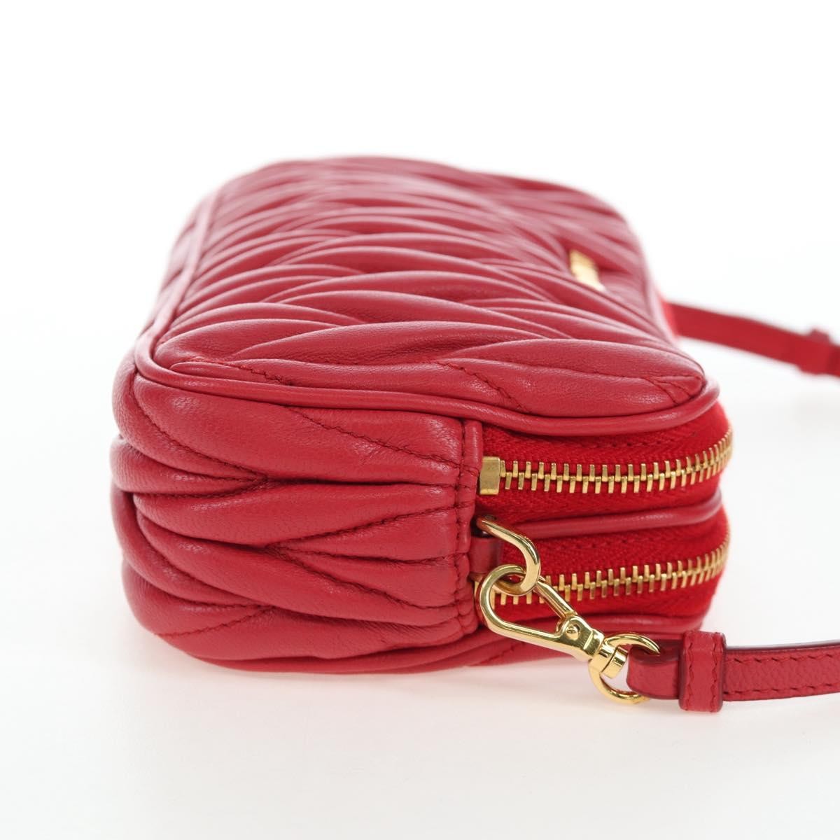 Miu Miu Tech Matelasse Leather, Red, Leather, Crossbody Bag