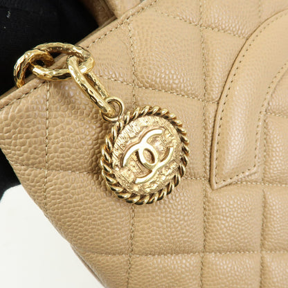 Chanel Medallion Quilted Lambskin, Beige, Calfskin, Tote Bag