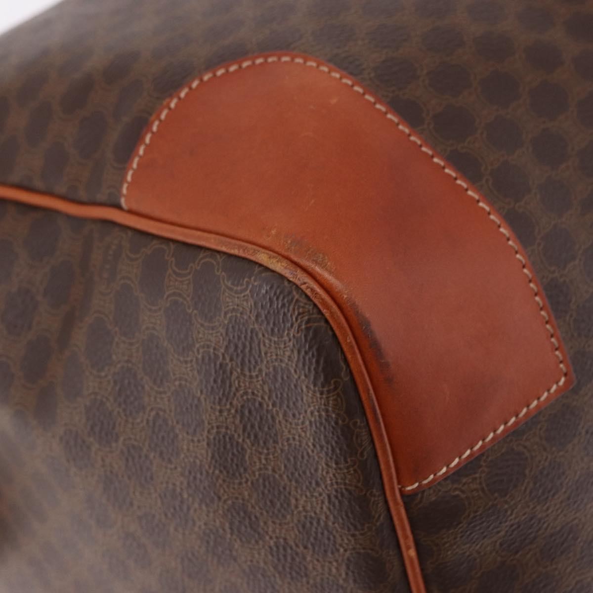Celine Vintage Duffle Macadam Coated Canvas, Brown, Canvas, Handbag