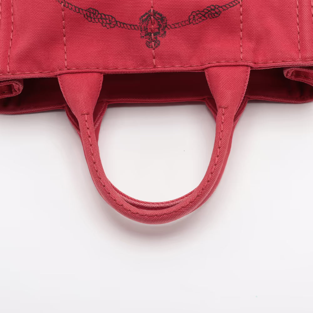 Prada Logo Strap Canapa Tote Jacquard, Red, Canvas, Tote Bag