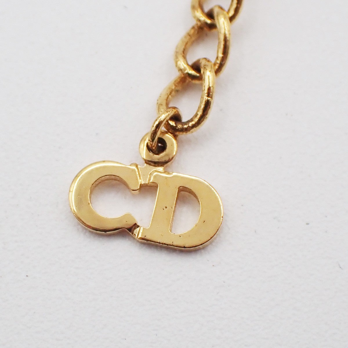 Christian Dior Vintage Dior Logo Metal and Crystal, Gold, Gold Plated, Necklace