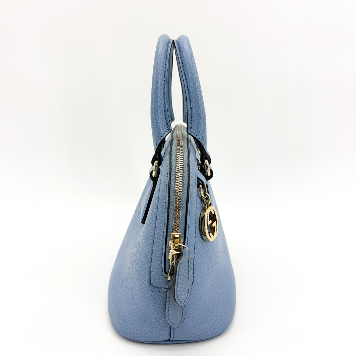 Gucci Convertible Dome Satchel Leather, Blue, Calfskin, Handbag