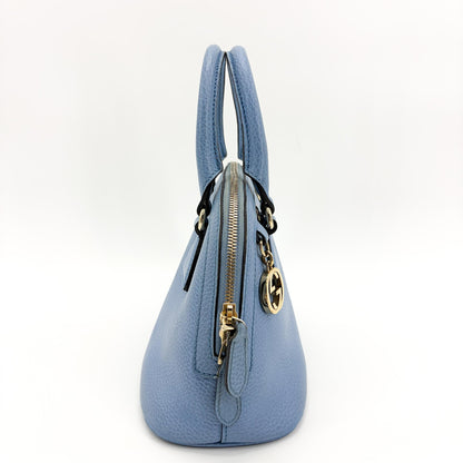 Gucci Convertible Dome Satchel Leather, Blue, Calfskin, Handbag