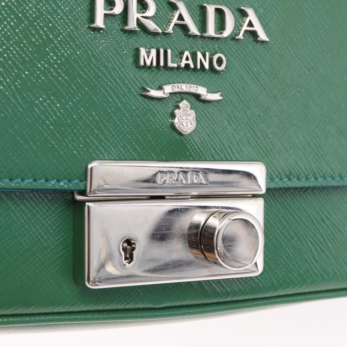 Prada Sound Chain Saffiano Leather, Green, Leather, Shoulder Bag