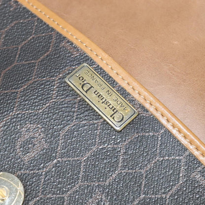 Christian Dior Vintage Honeycomb Flap Canvas and Leather, Black, Canvas, Shoulder Bag