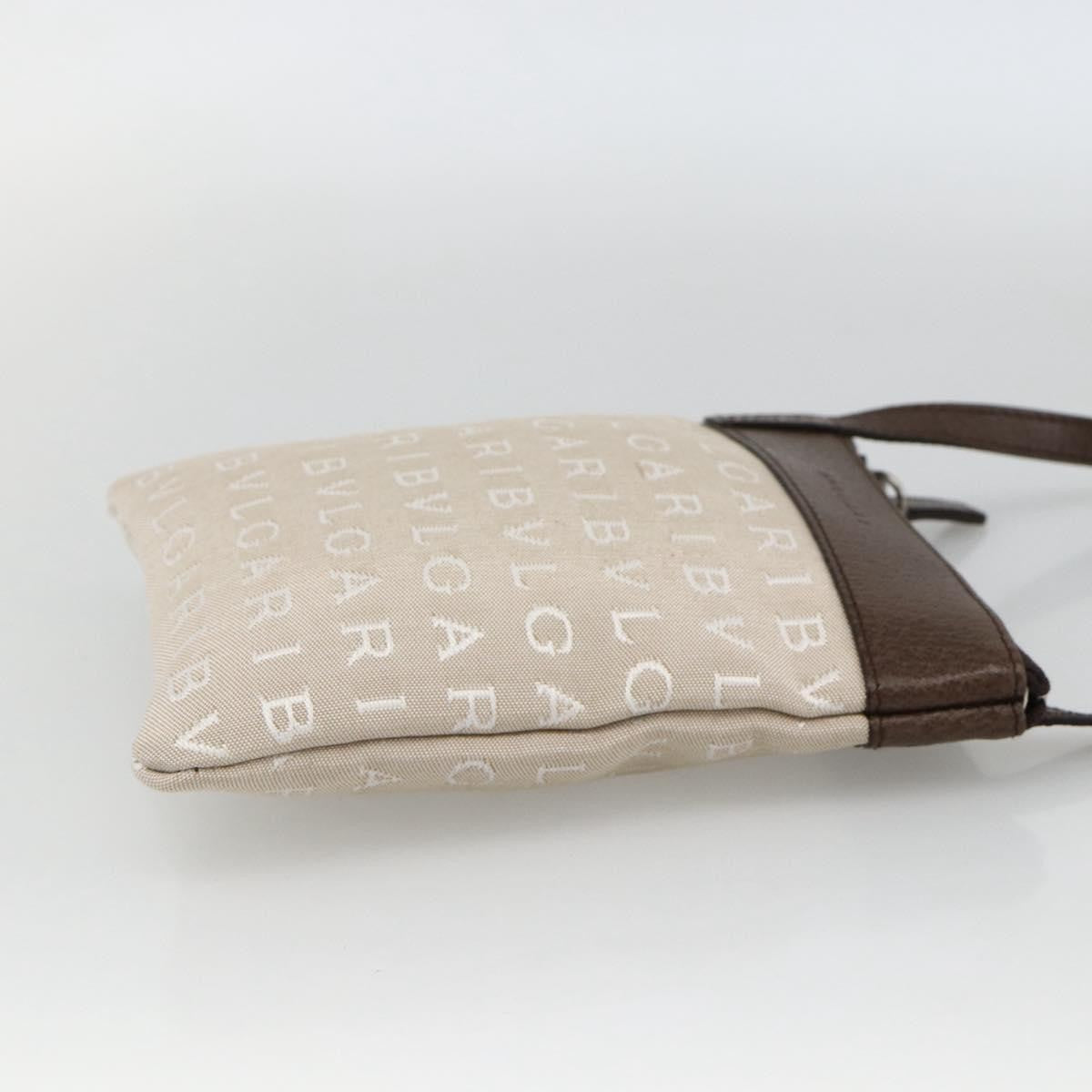 Bvlgari Logomania Canvas with Leather, Beige, Canvas, Shoulder Bag