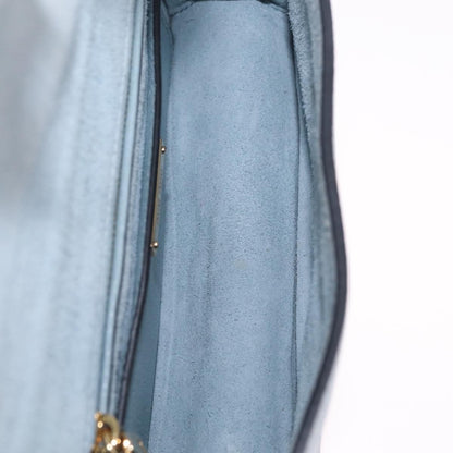 Miu Miu Madras Crystal Buckle Leather, Blue, Leather, Shoulder Bag