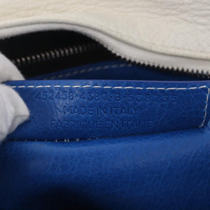 Balenciaga Bazar Convertible Striped Leather, Blue, Leather, Tote Bag