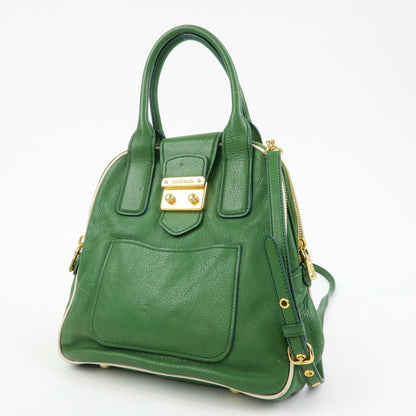 Miu Miu Madras Top Handle Leather, Green, Leather, Handbag
