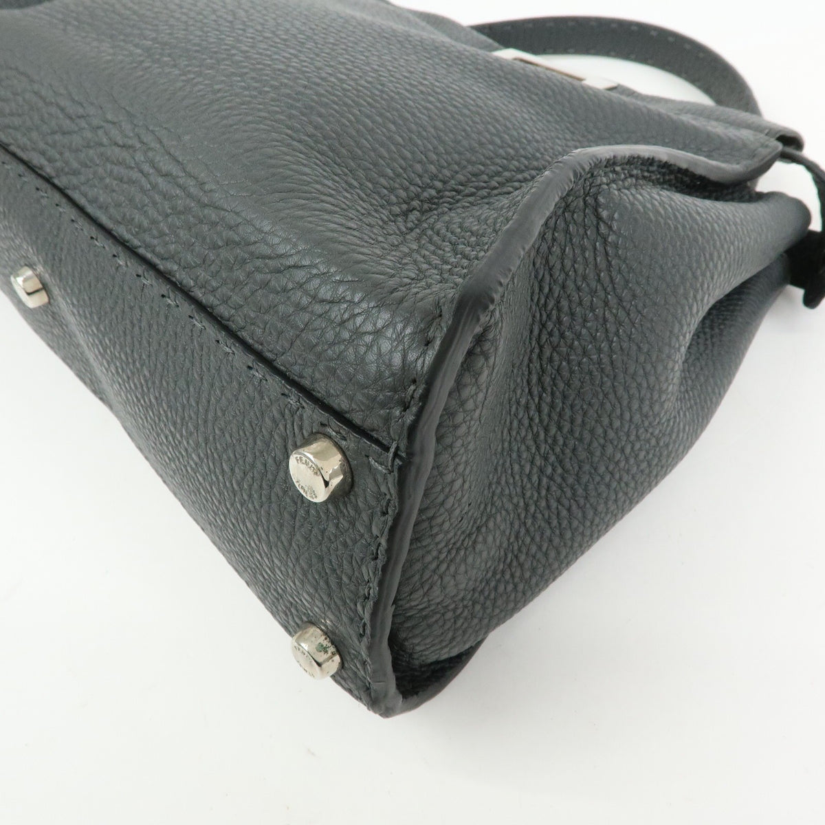 Fendi Selleria Peekaboo Leather, Gray, Leather, Handbag