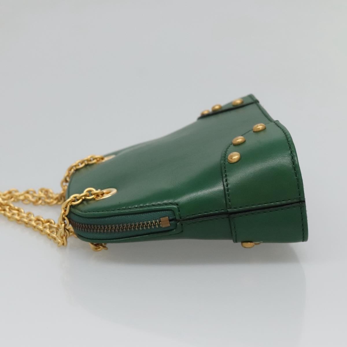 Celine Chain Vertical Quilted Lambskin, Green, Leather, Shoulder Bag