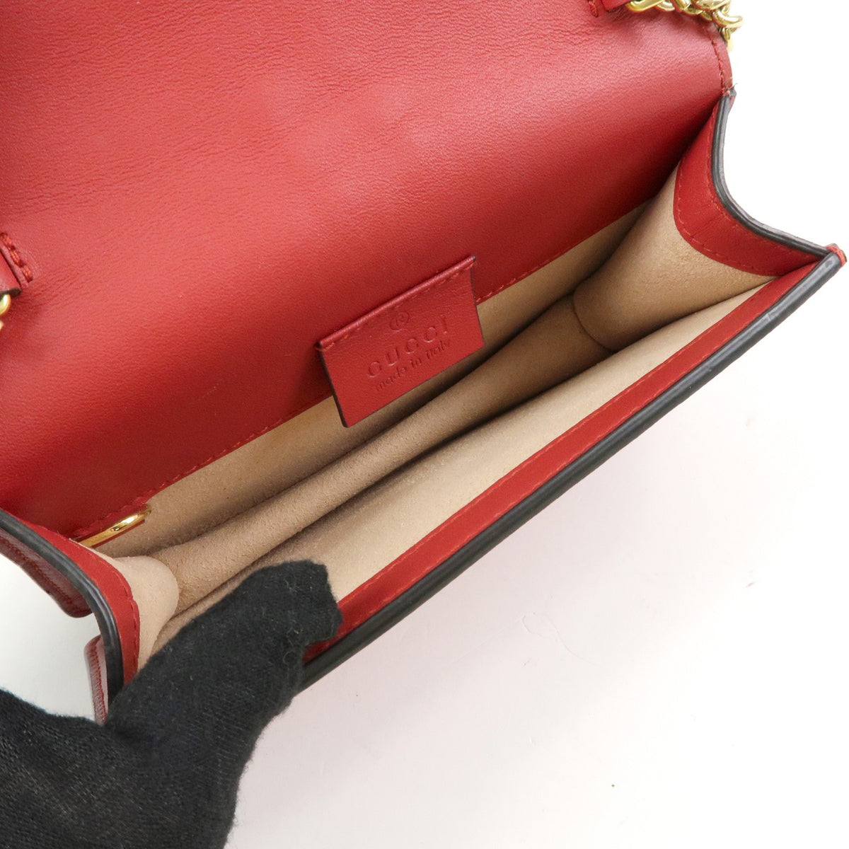 Gucci Sylvie Chain Leather, Red, Leather, Shoulder Bag