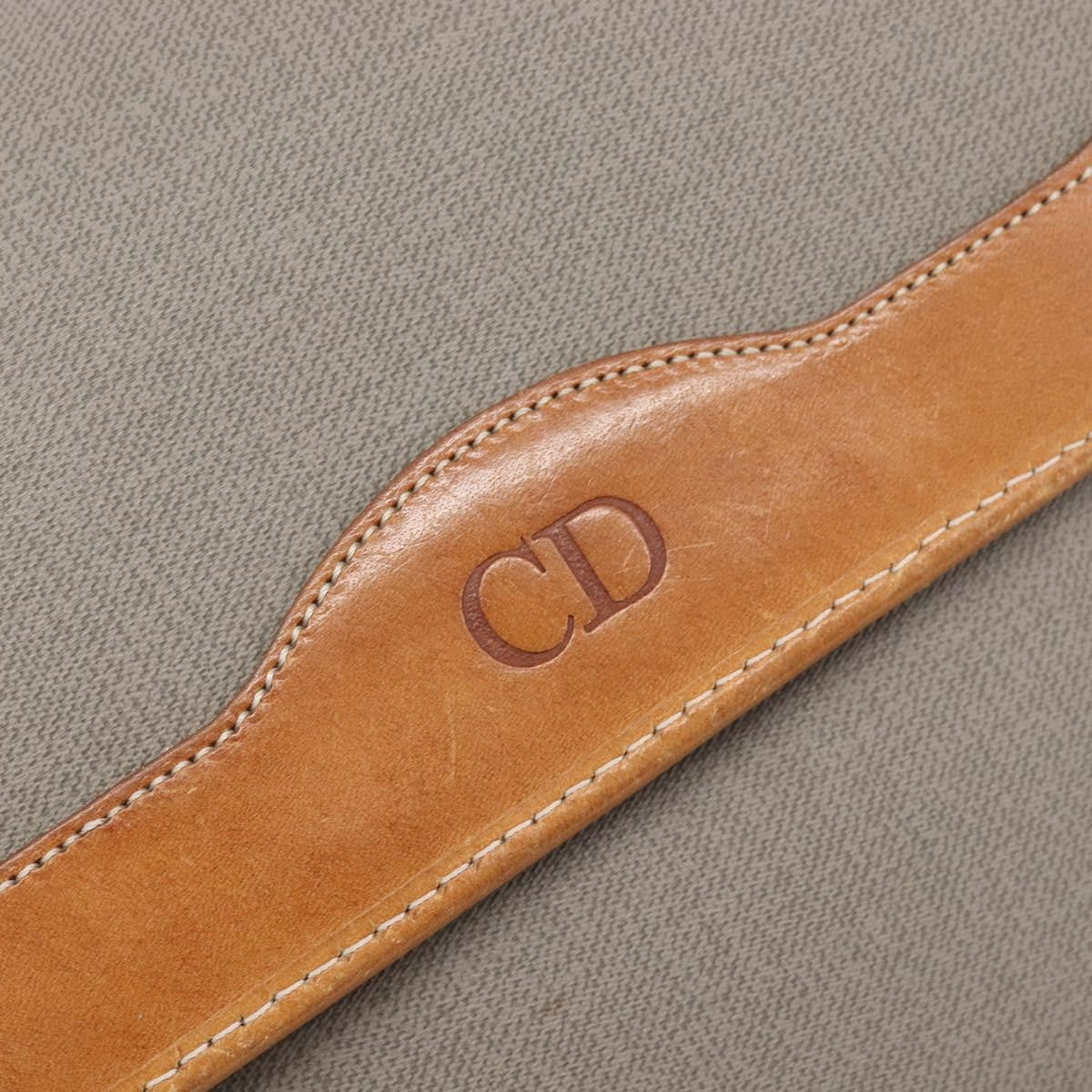 Christian Dior Vintage CD Logo Canvas and leather, Gray, Canvas, Shoulder Bag