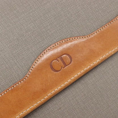 Christian Dior Vintage CD Logo Canvas and leather, Gray, Canvas, Shoulder Bag