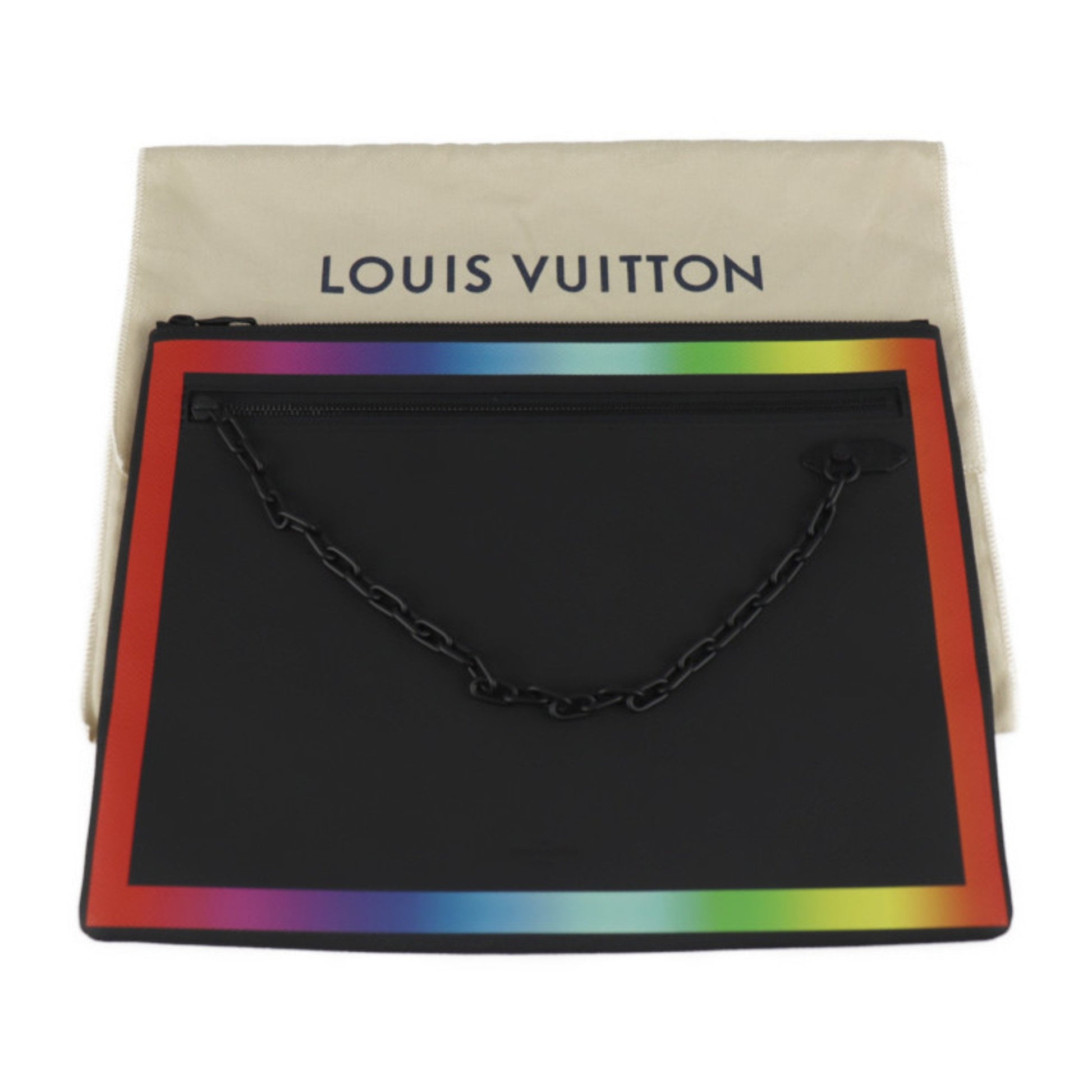 Louis Vuitton Pochette A4, Black, Leather, clutch