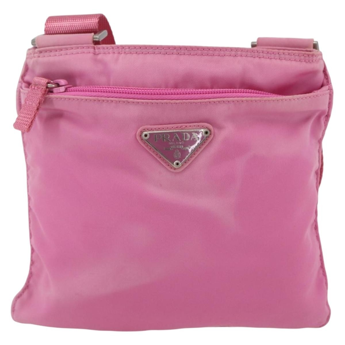 Prada Front Pocket Messenger Tessuto, Pink, Nylon, Shoulder Bag