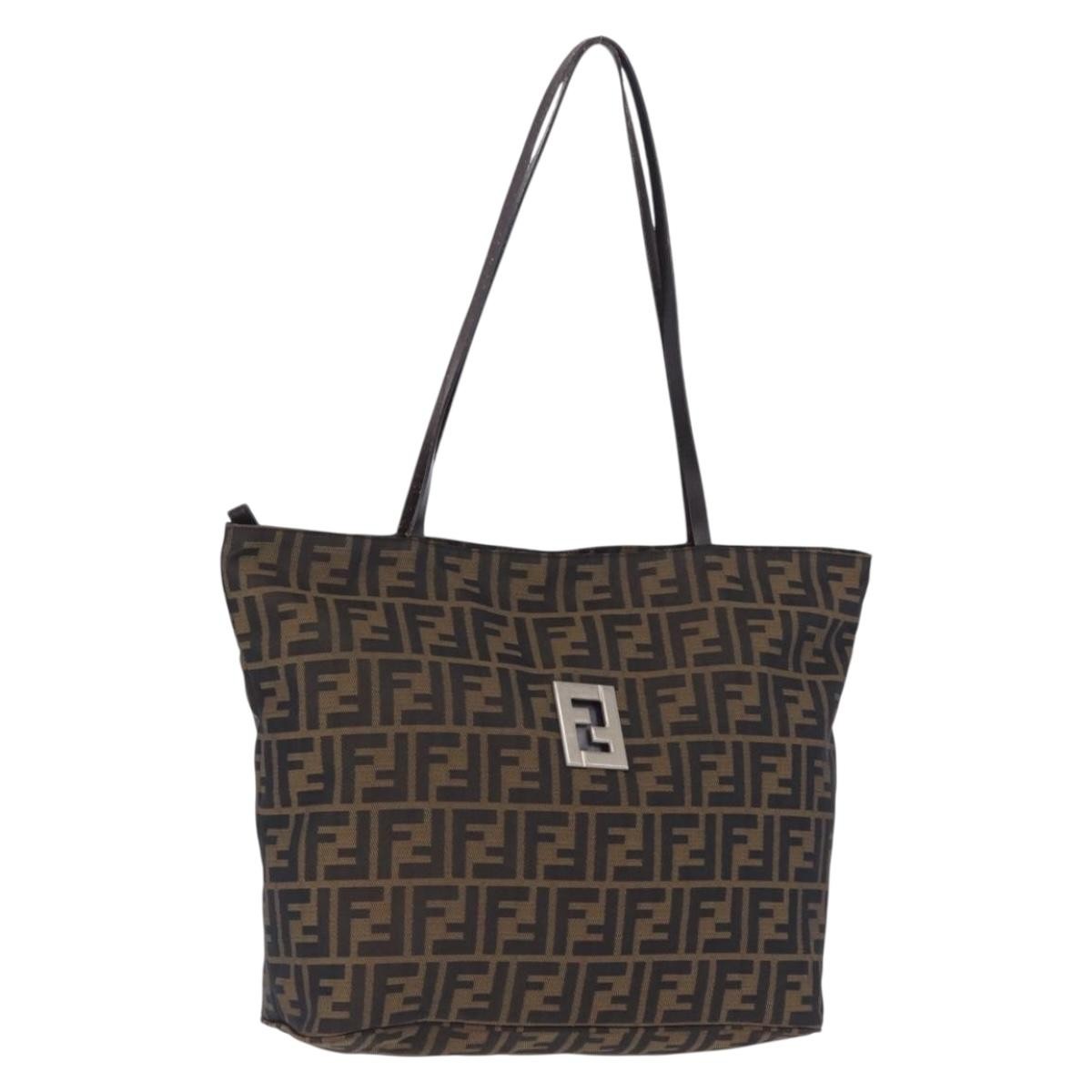Fendi Zucca Canvas, Brown, Canvas, Tote Bag