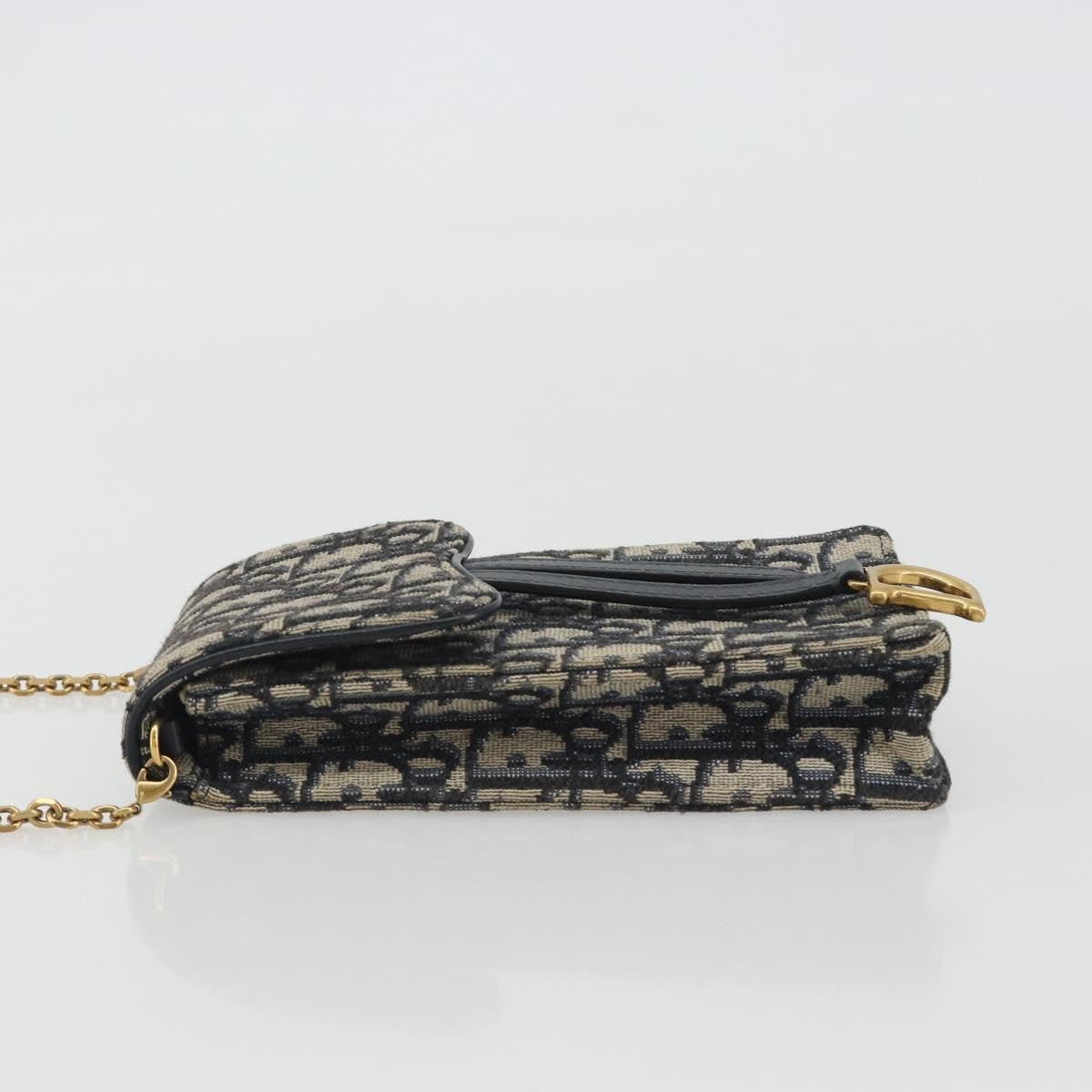 Christian Dior Phone Case Oblique Canvas, Navy, Canvas, Clutch