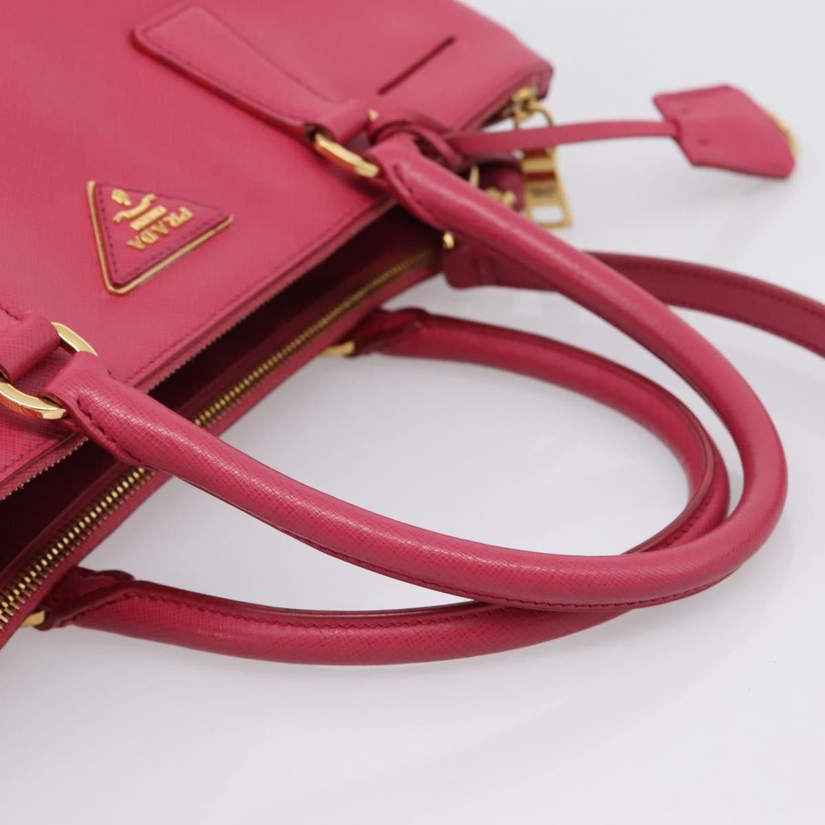 Prada Galleria Double Zip Saffiano Leather, Pink, Leather, Tote Bag