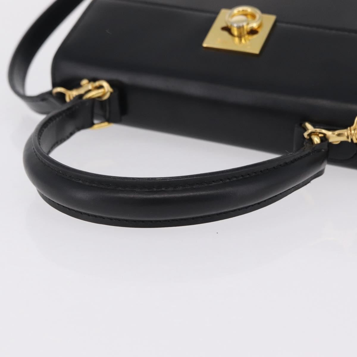 Celine Vintage Logo Top Handle Leather, Black, Leather, Handbag