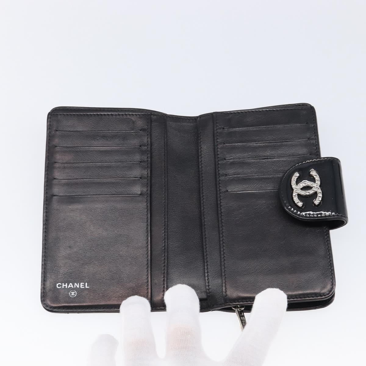 Chanel Brilliant CC French Quilted Patent, Black, Patent Leather, Wallet