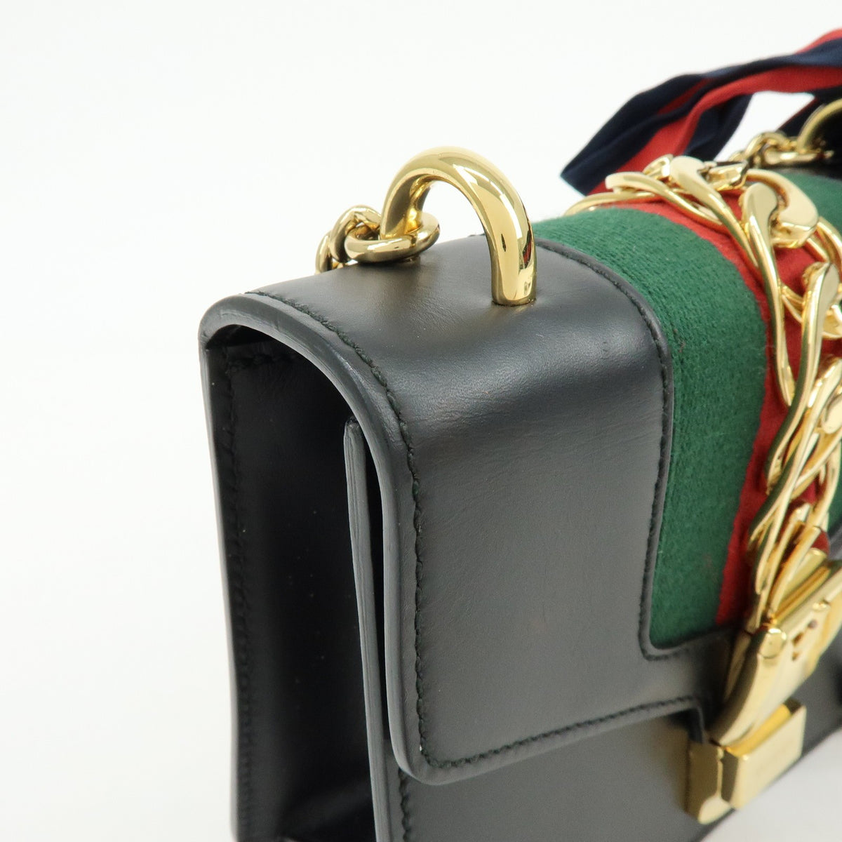 Gucci Sylvie Leather, Black, Leather, Shoulder Bag