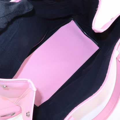 Balenciaga Navy Cabas Canvas with Leather, Pink, Canvas, Tote Bag