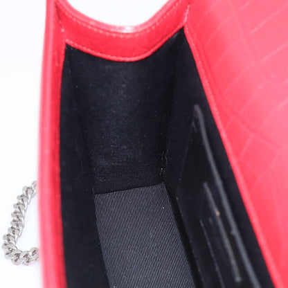 Saint Laurent Classic Monogram Crocodile Embossed Leather, Red, Leather, Crossbody Bag