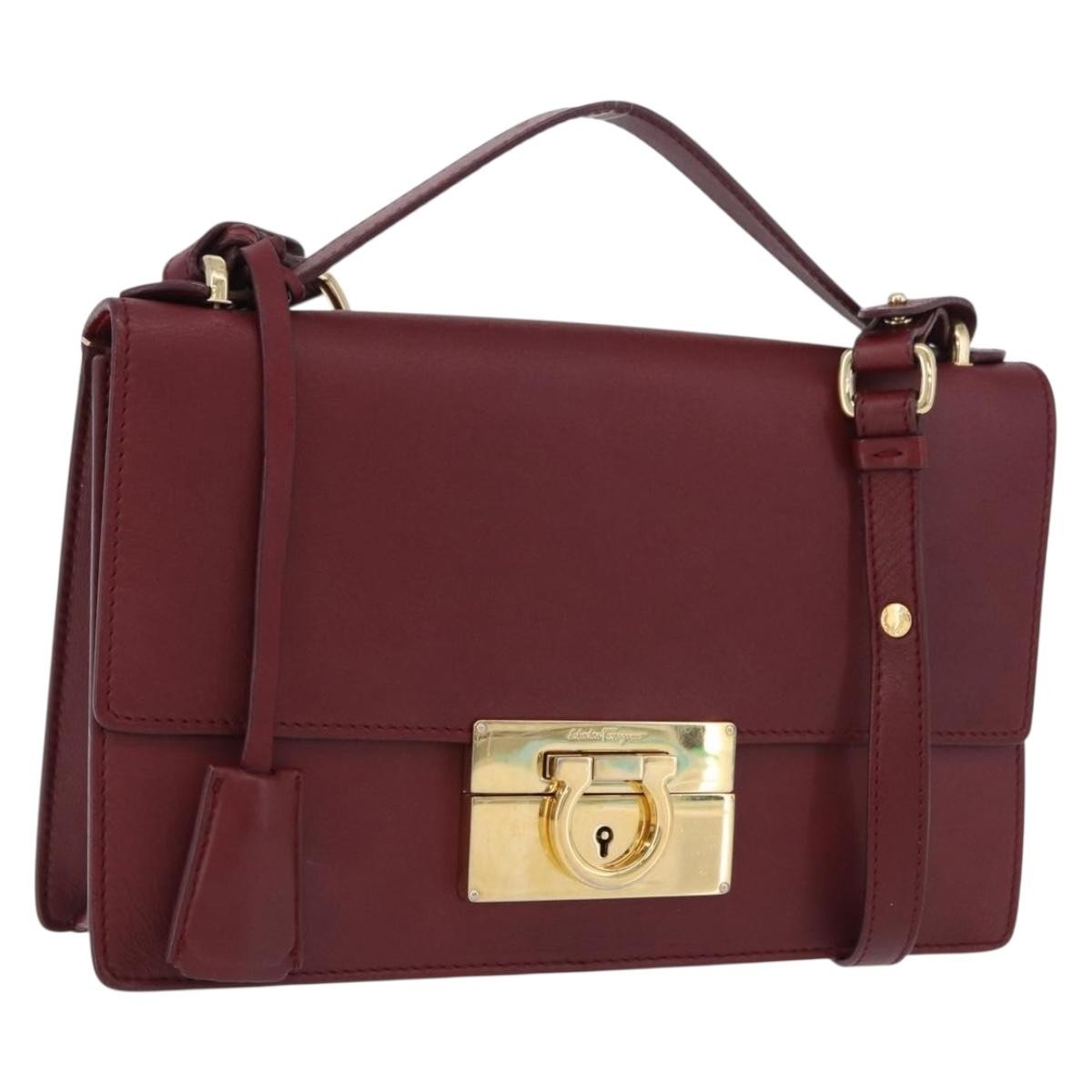 Salvatore Ferragamo Aileen Leather, Burgundy, Leather, Shoulder Bag
