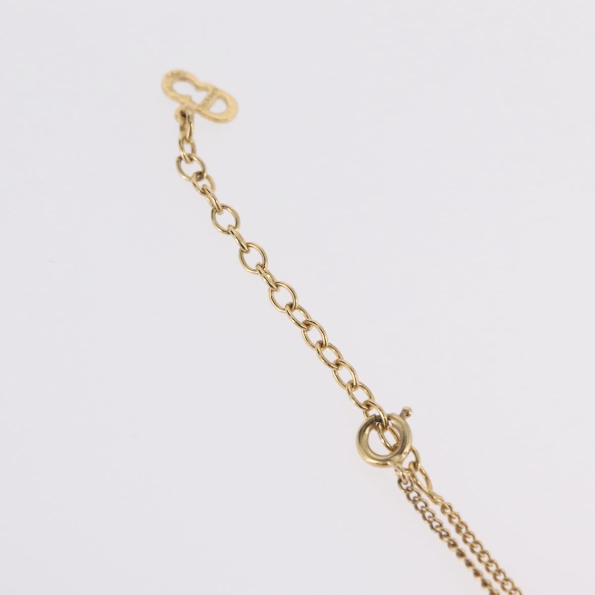 Christian Dior Round Logo Pendant Metal with Crystal, Gold, Metal, Necklace