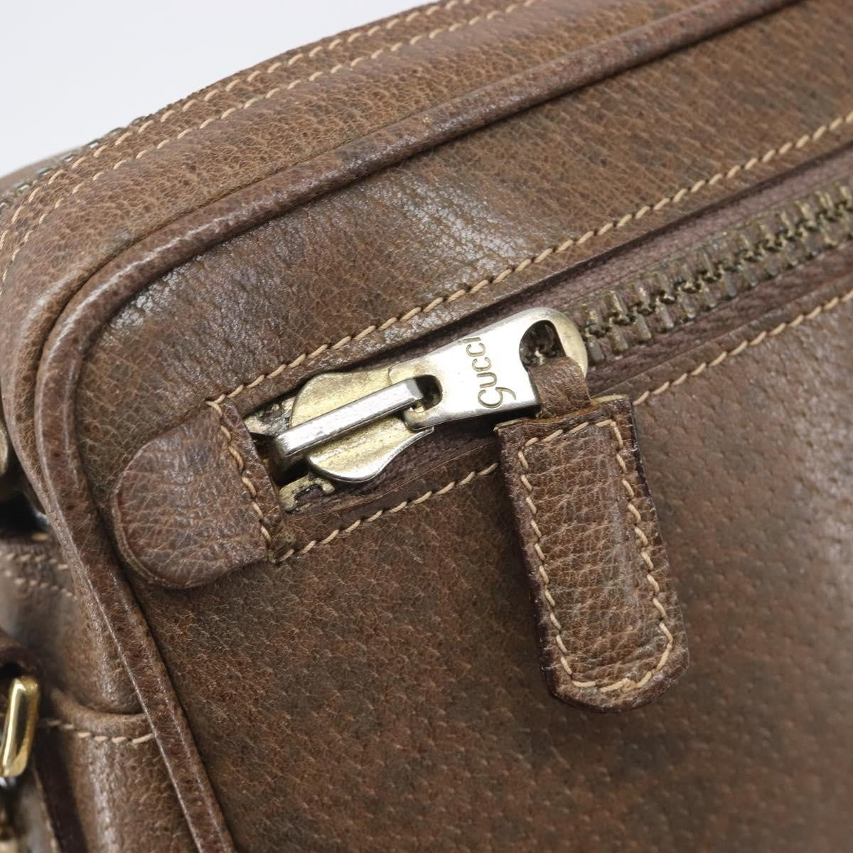 Gucci Shoulder Leather, Brown, Leather, Shoulder Bag