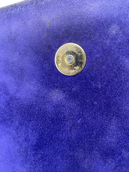 Saint Laurent Belle de Jour Chain Wallet Patent, BLUE, LEATHER, Clutche & pouche