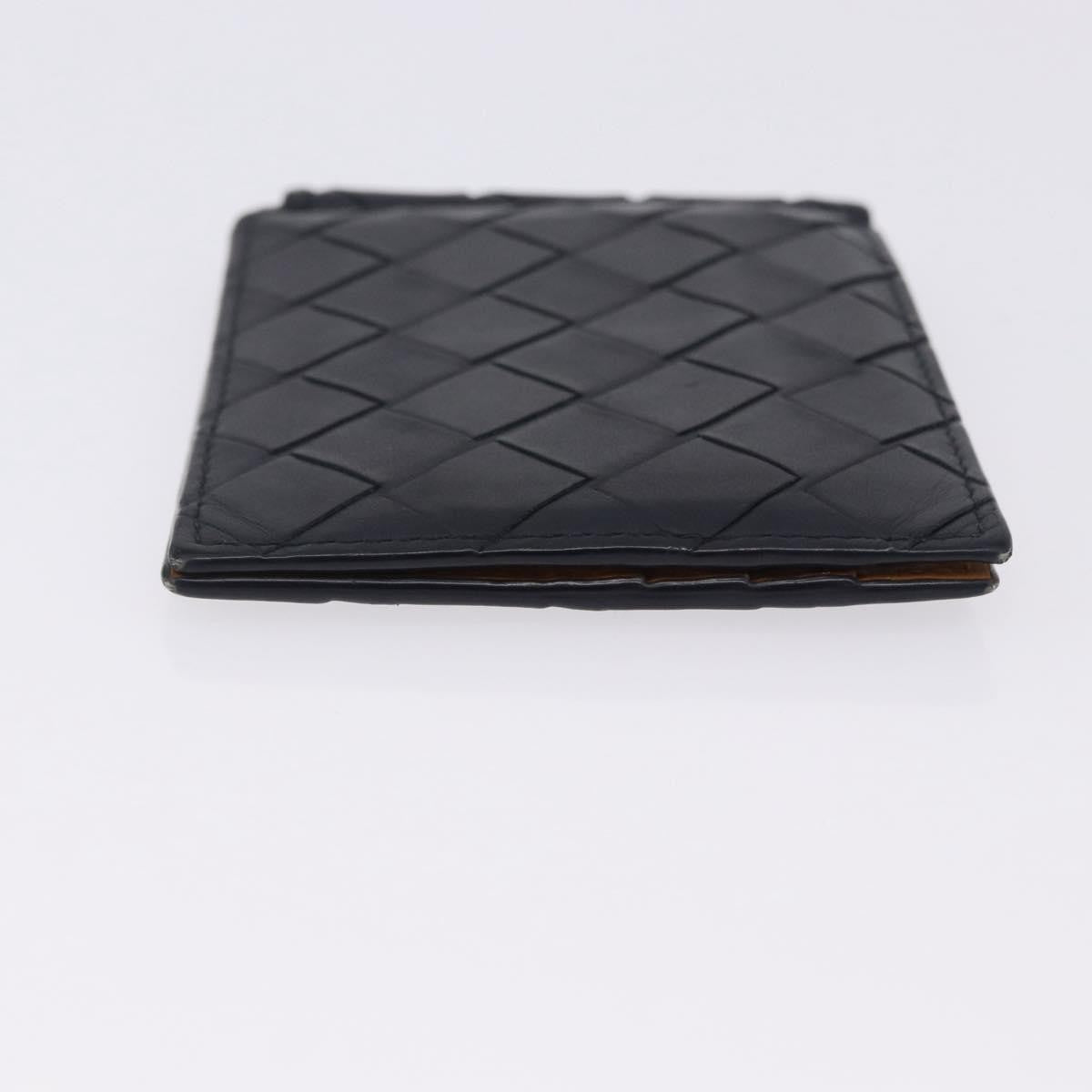 Bottega Veneta Bifold Card Holder Intercciato Leather, Navy, Leather, Card Holder