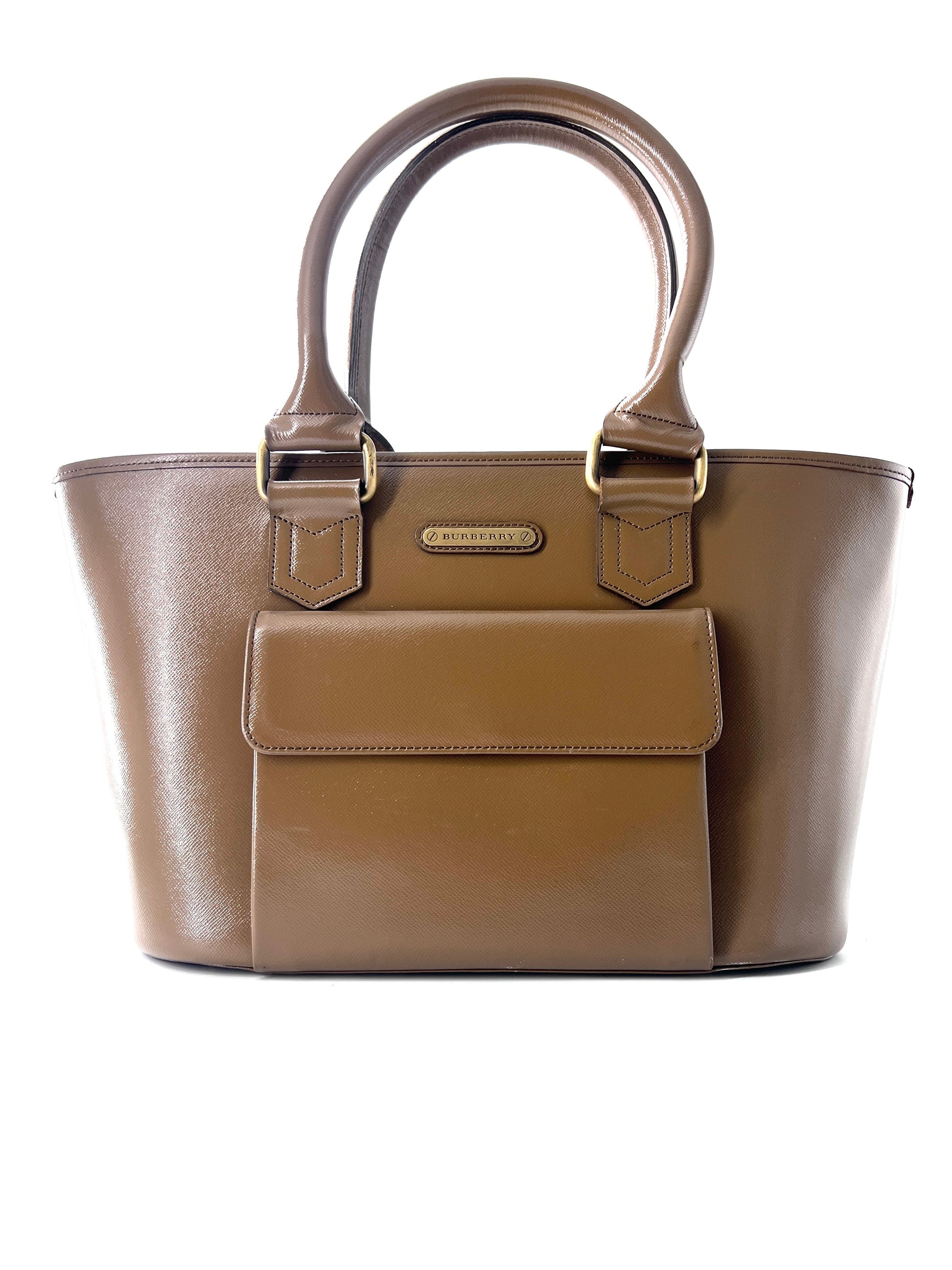 Burberry Tote Leather, BEIGE, LEATHER, Tote bag