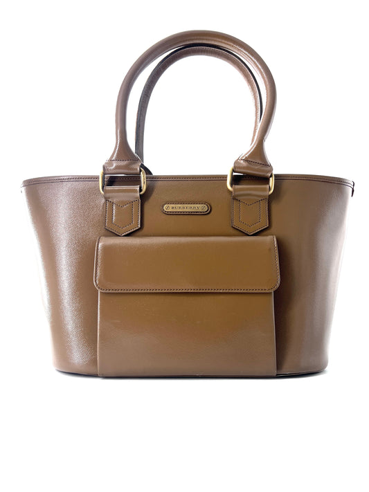 Burberry Tote Leather, BEIGE, LEATHER, Tote bag