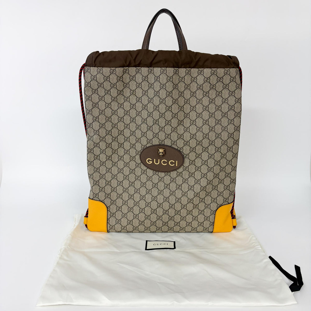 Gucci Neo Vintage Drawstring GG Coated Canvas, Beige, Canvas, Backpack