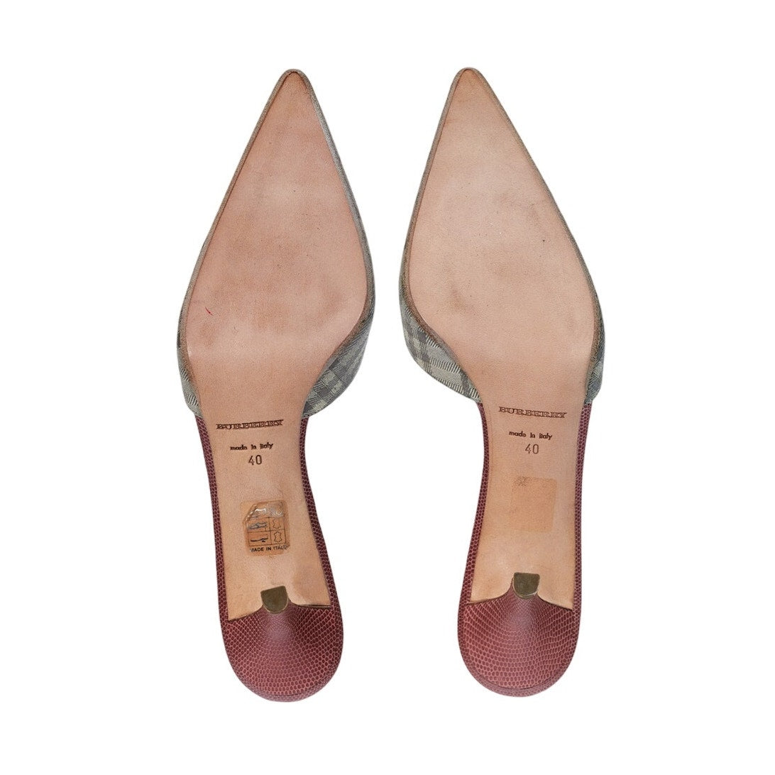 Burberry Mules 40 IT Beige Haymarket Check