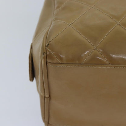 Chanel Square Stitch Toiletry Lambskin, Beige, Leather, Clutch