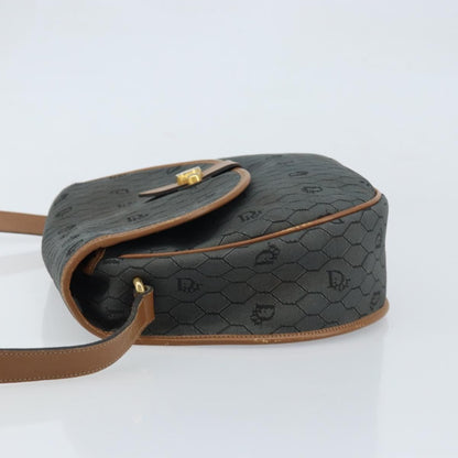 Christian Dior Vintage Honeycomb Flap Canvas and Leather, Black, Canvas, Shoulder Bag