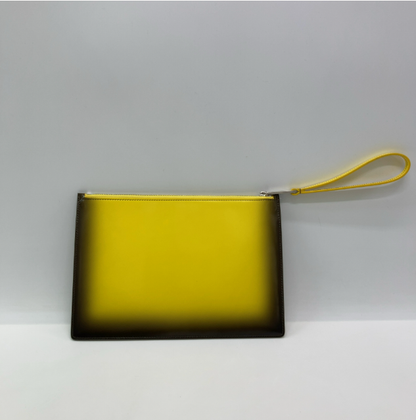 Salvatore Ferragamo Wristlet Clutch Studded Leather, Yellow, Leather, Clutch