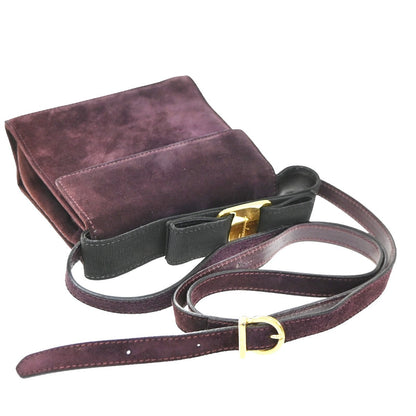 Salvatore Ferragamo Vintage Vara Bow Handle Shoulder Suede, Purple, Suede, Handbag