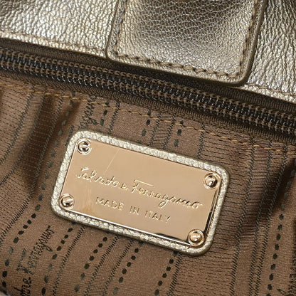 Salvatore Ferragamo Vala Leather, Gold, Leather, Handbag