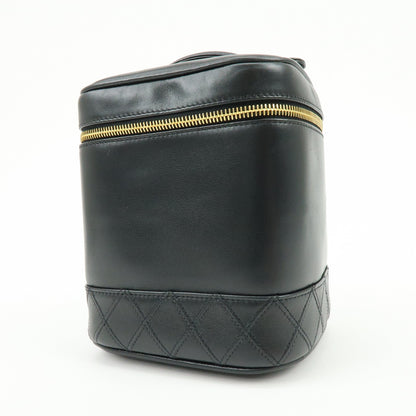 Chanel Vanity Leather, Black, Leather, Handbag