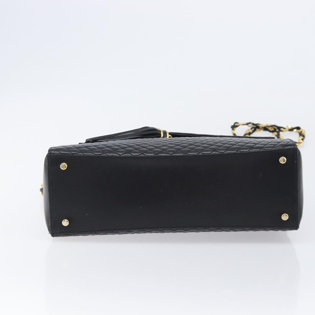 Bally Vintage Chain Quilted Leather, Black, Leather, Shoulder Bag