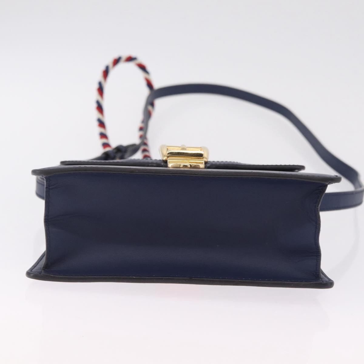 Gucci Sylvie Top Handle Leather, Navy, Leather, Handbag
