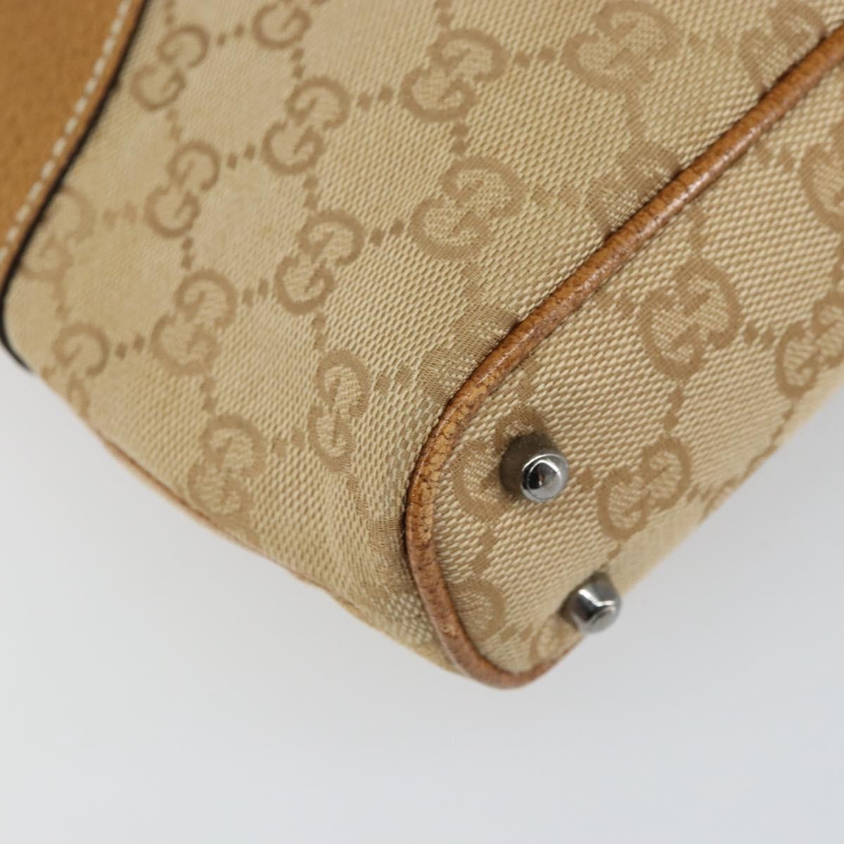 Gucci Vintage Ring Tote GG Canvas with Leather, Beige, Canvas, Tote Bag
