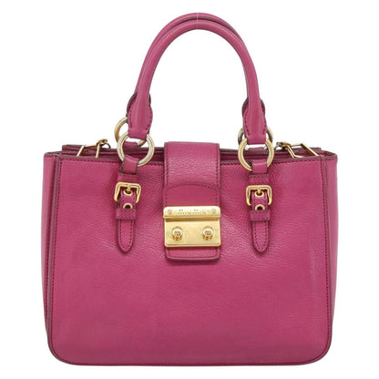 Miu Miu Madras Convertible Lock Leather, Pink, Leather, Tote Bag